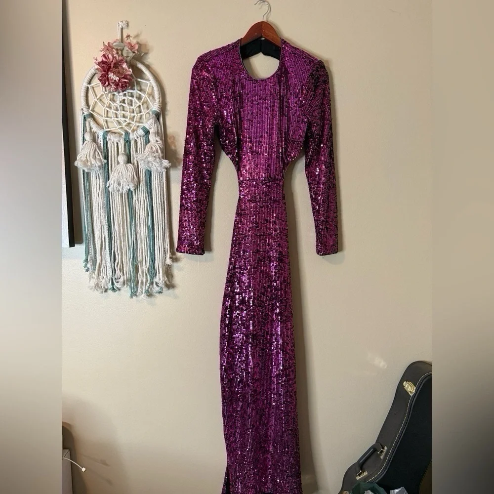 Revolve NBD Cinzia Sequin Maxi Dress in Hot Pink Size Medium